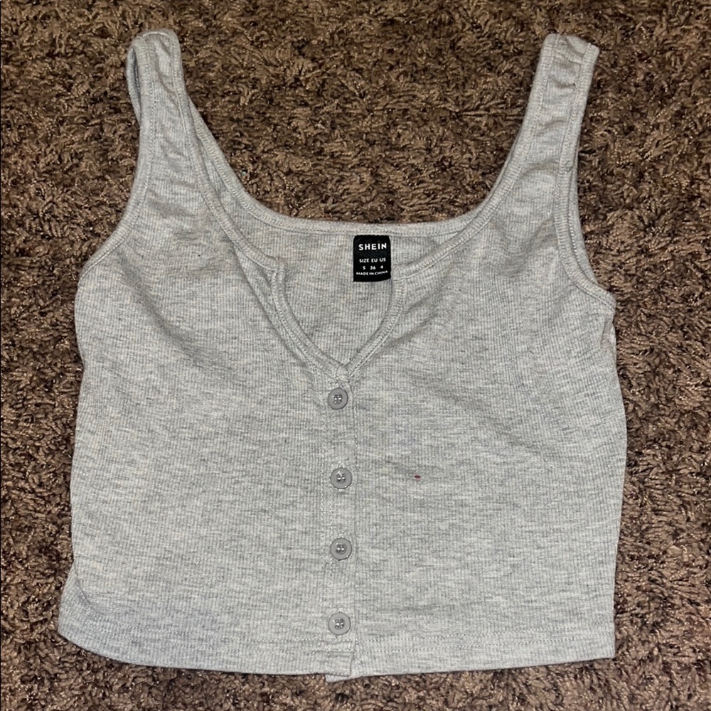 SHEIN Gray Button-Up Women's Top